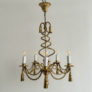 An Italian gilt rope and tassel chandelier 