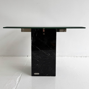 Artedi marble, glass & chrome Italian post modern side table 