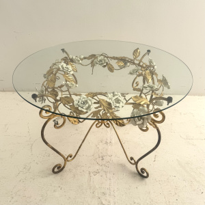 An Italian mid century gilt metal rose coffee table 