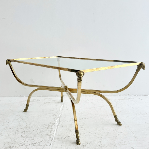 Maison Charles rams head & hoof brass coffee table image