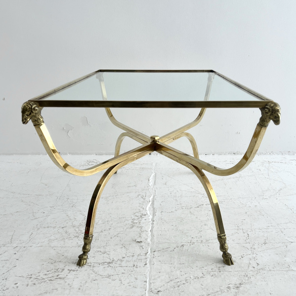 Maison Charles rams head & hoof brass coffee table image
