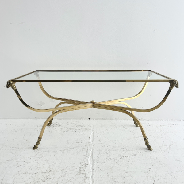 Maison Charles rams head & hoof brass coffee table image