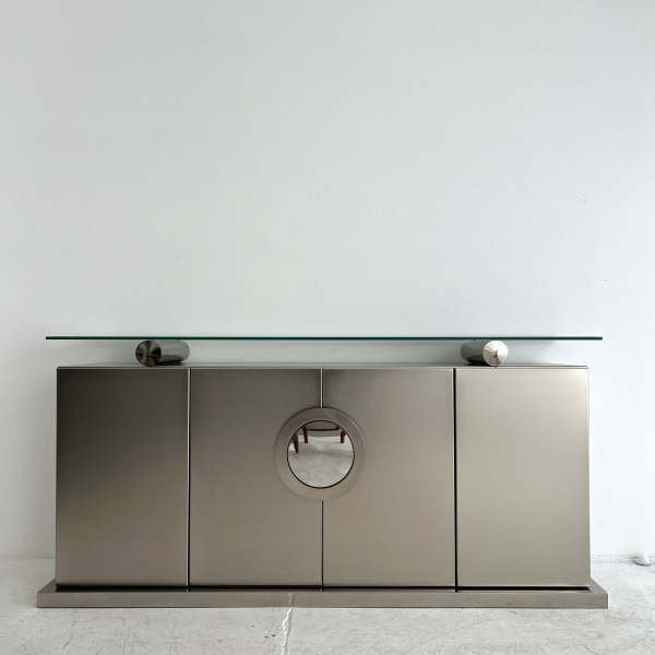 A pair of Belgo Chrom brushed steel sideboards  image