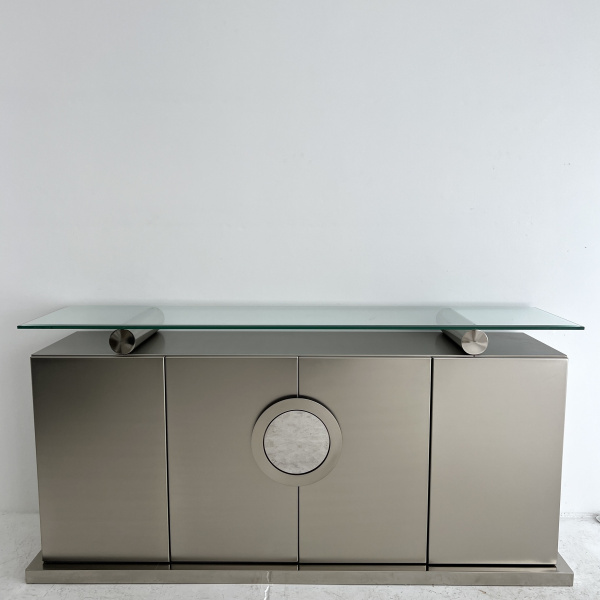 A pair of Belgo Chrom brushed steel sideboards  image