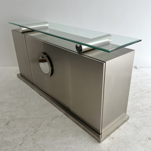 A pair of Belgo Chrom brushed steel sideboards  image