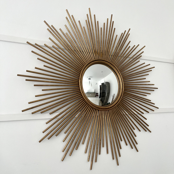 Large French Chaty Vallauris sunburst mirror image