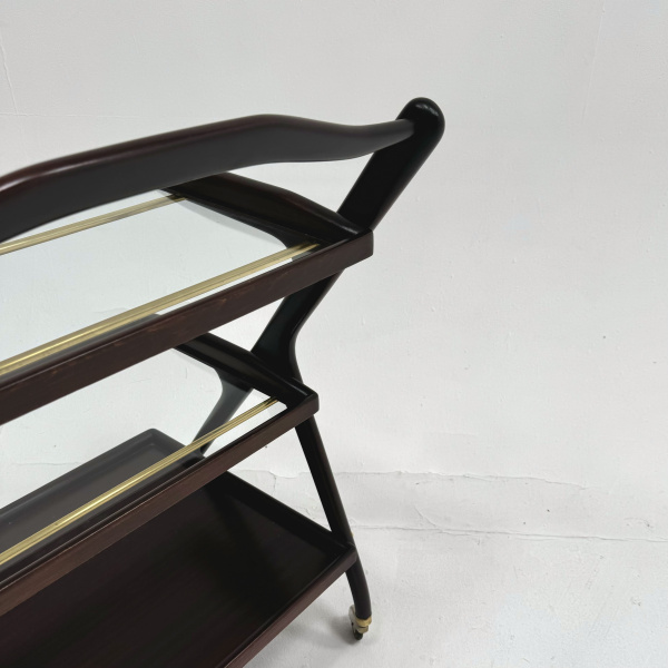 1950s Italian Cesare Lacca mahgany bar cart image