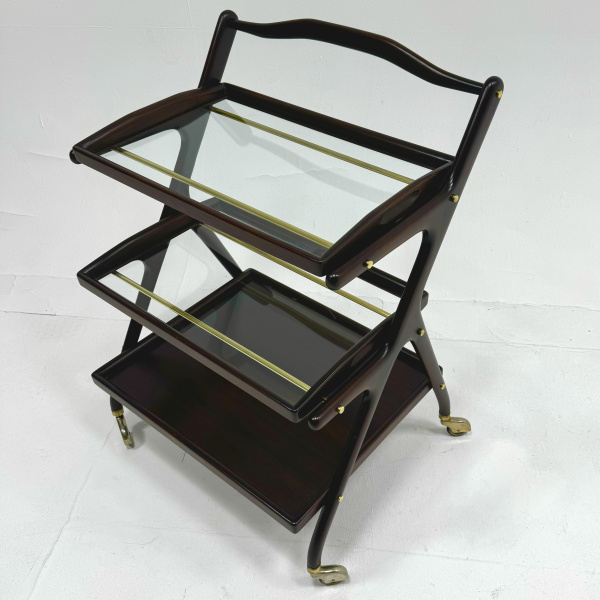 1950s Italian Cesare Lacca mahgany bar cart image
