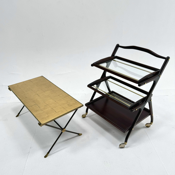 1950s Italian Cesare Lacca mahgany bar cart image