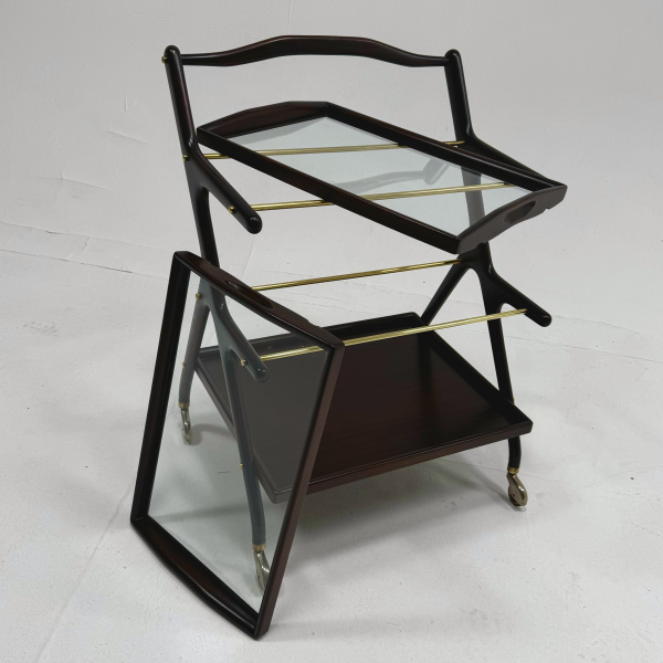 1950s Italian Cesare Lacca mahgany bar cart image