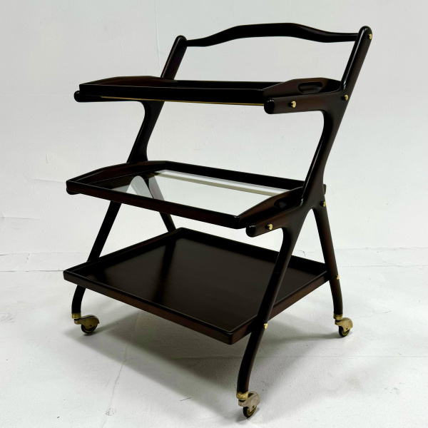 1950s Italian Cesare Lacca mahgany bar cart image
