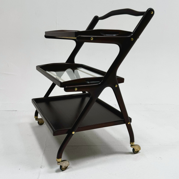 1950s Italian Cesare Lacca mahgany bar cart image