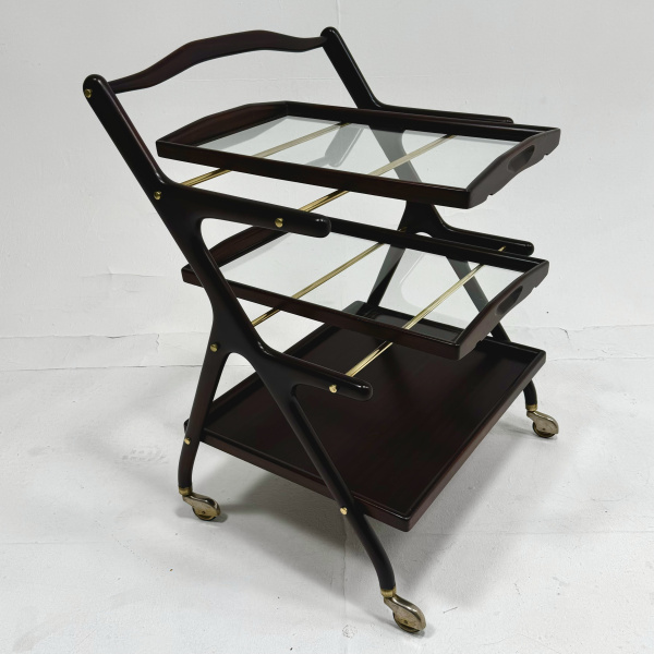1950s Italian Cesare Lacca mahgany bar cart image