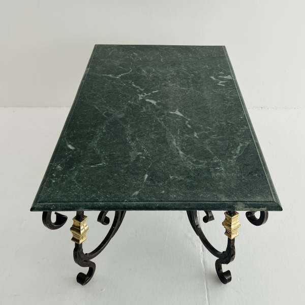 Raymond Subes wrought iron, brass and marble coffee table image