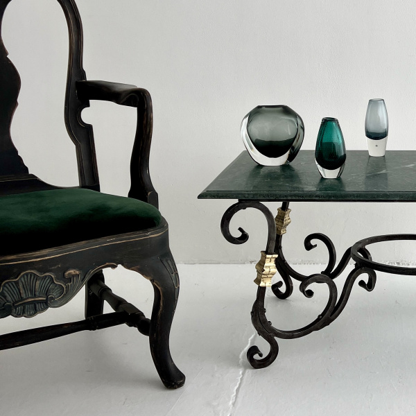 Raymond Subes wrought iron, brass and marble coffee table image