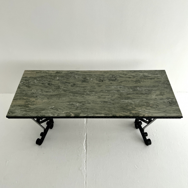 A 1950s French iron and marble coffee table  image