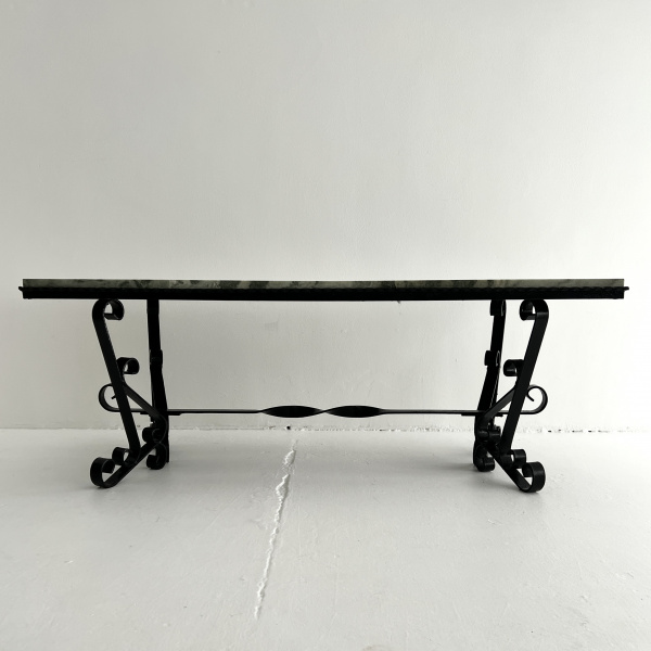 A 1950s French iron and marble coffee table  image