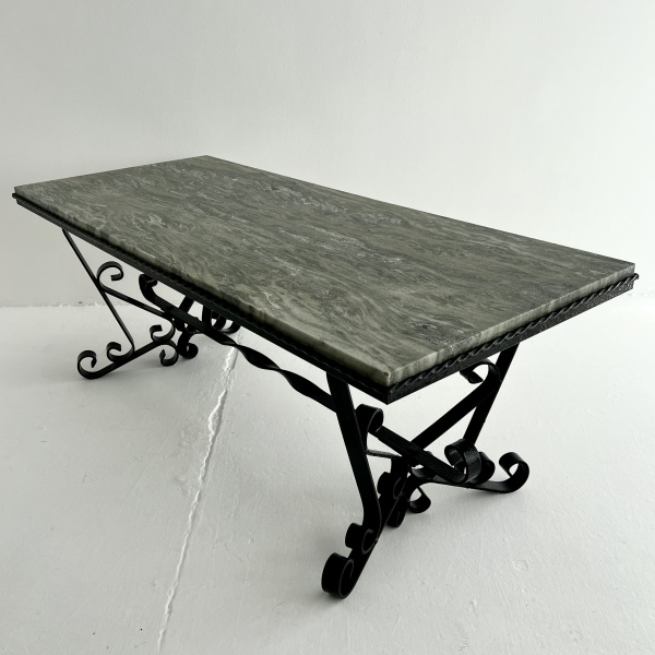 A 1950s French iron and marble coffee table  image