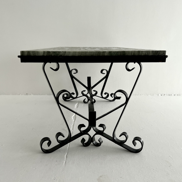 A 1950s French iron and marble coffee table  image