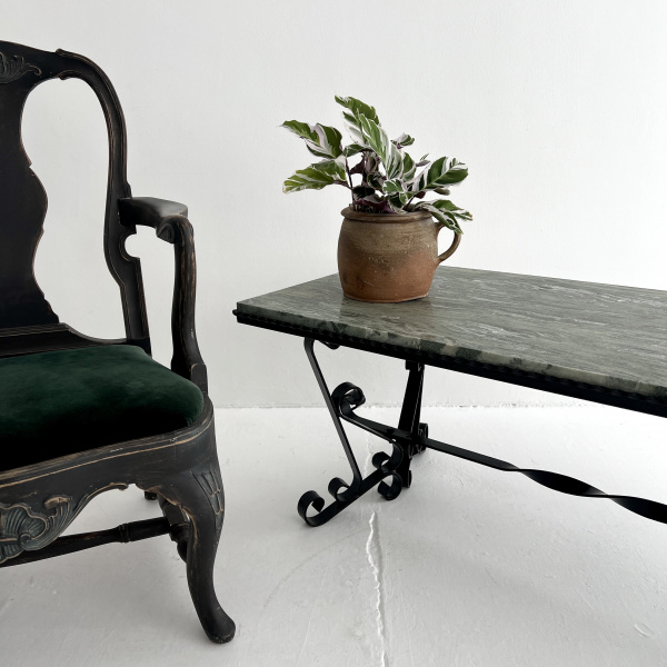 A 1950s French iron and marble coffee table  image