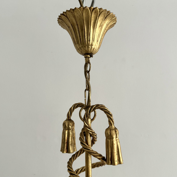 An Italian gilt rope and tassel chandelier  image