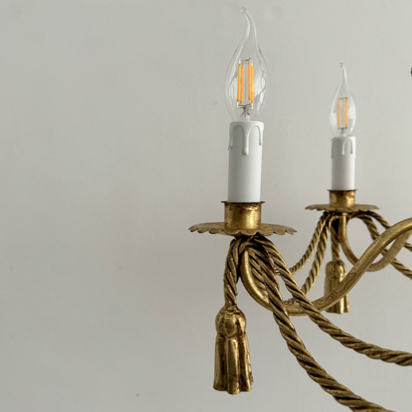 An Italian gilt rope and tassel chandelier  image