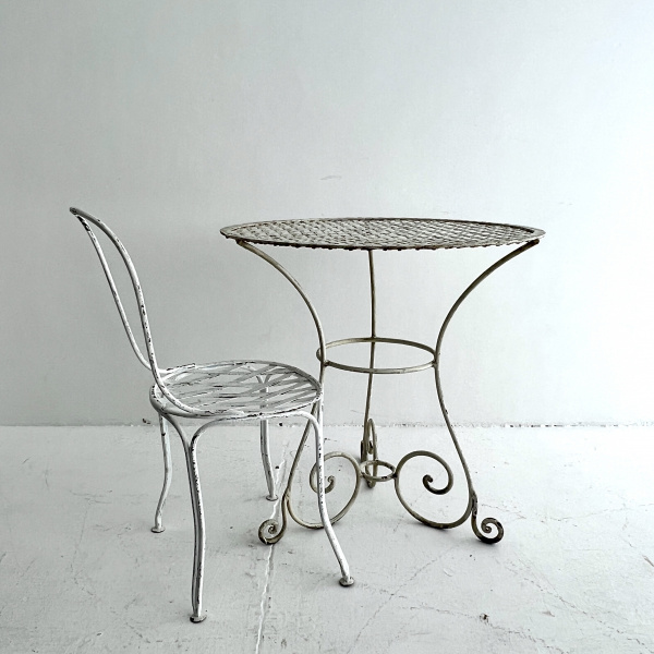 An early 20th century French lattice top garden table image