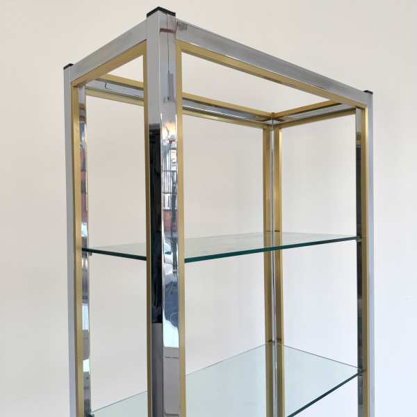 A  Renato Zevi chrome & brushed brass etagere wall unit  image