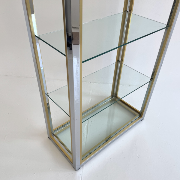 A  Renato Zevi chrome & brushed brass etagere wall unit  image