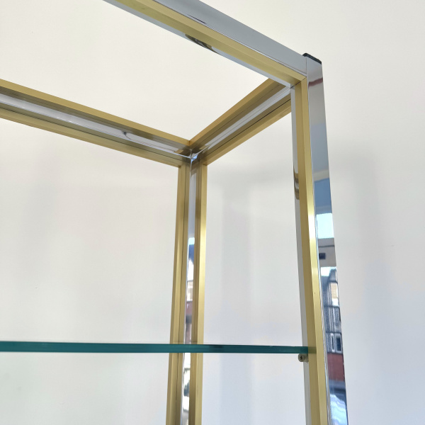 A  Renato Zevi chrome & brushed brass etagere wall unit  image