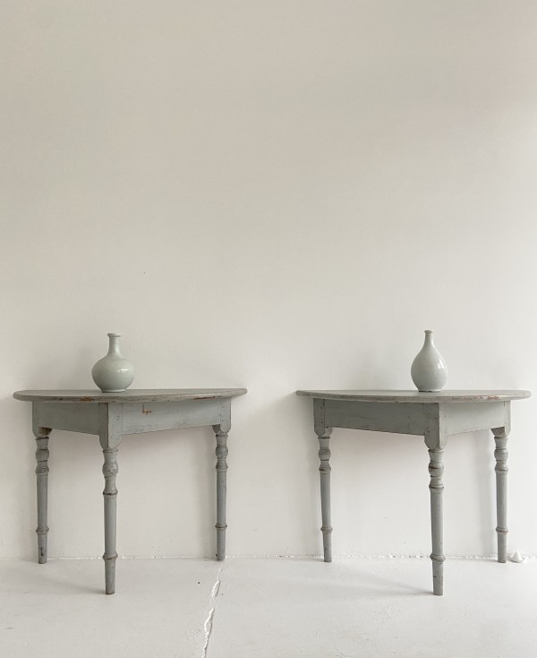 A pair of 19th century Swedish demi lune console tables image