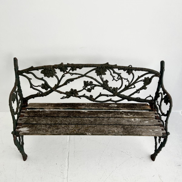 A 19th century cast iron, leaf and branch bench  image