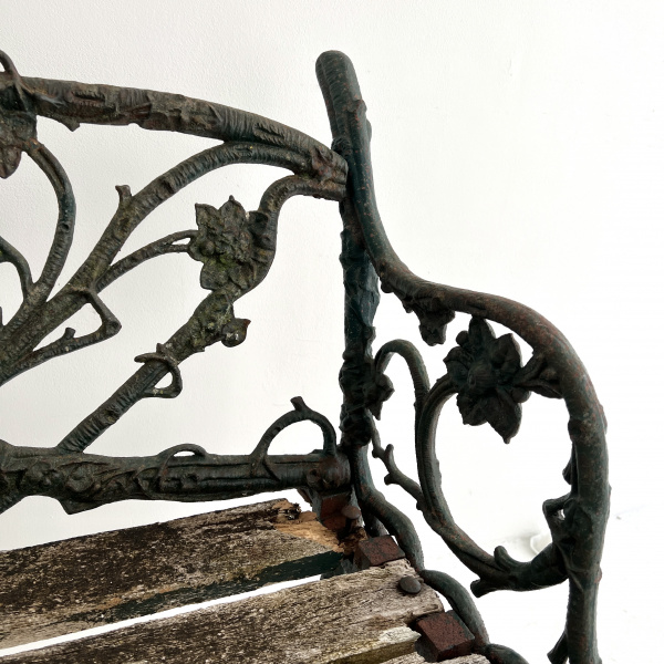 A 19th century cast iron, leaf and branch bench  image