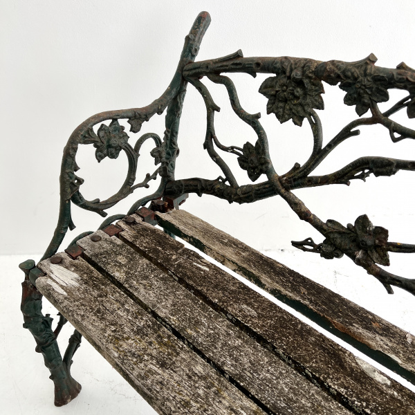 A 19th century cast iron, leaf and branch bench  image
