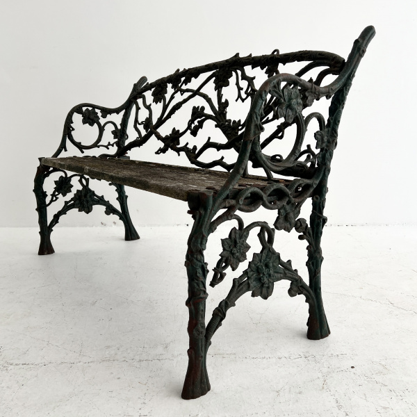 A 19th century cast iron, leaf and branch bench  image