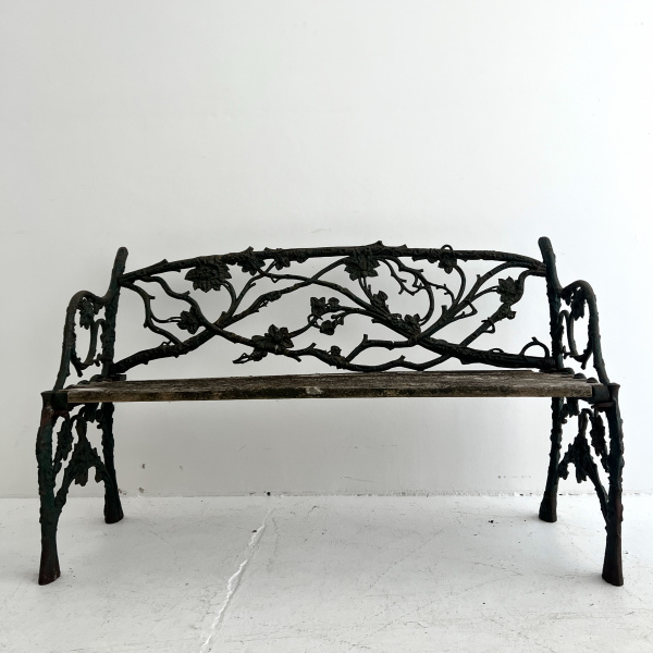 A 19th century cast iron, leaf and branch bench  image