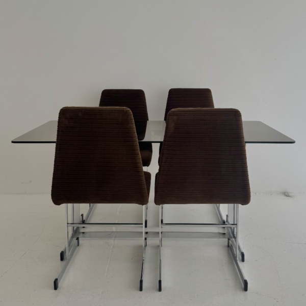 A 1970s Pieff Lisse chromed steel dining set  image