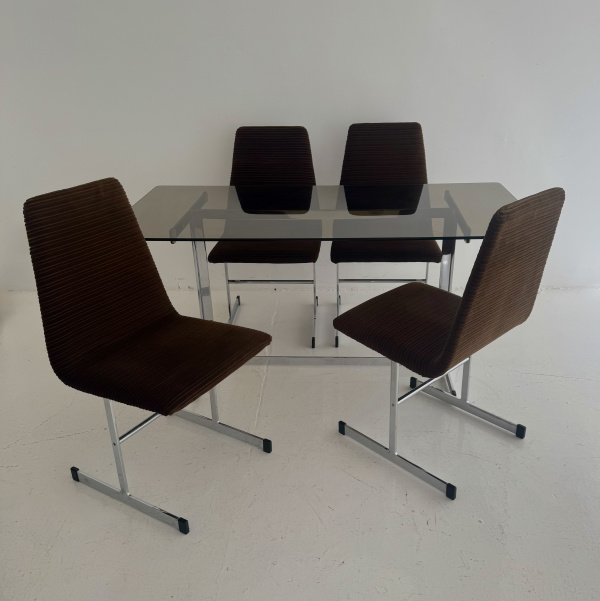 A 1970s Pieff Lisse chromed steel dining set  image