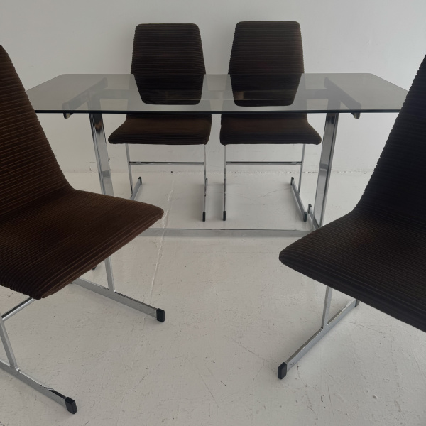 A 1970s Pieff Lisse chromed steel dining set  image