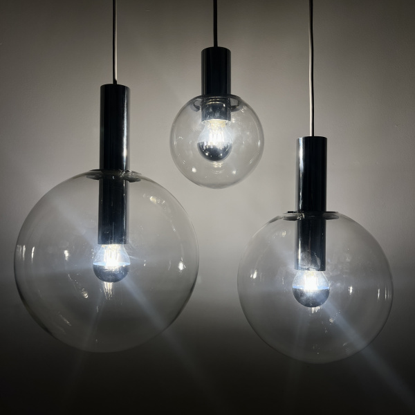 OTT International glass and chrome pendant lights  image