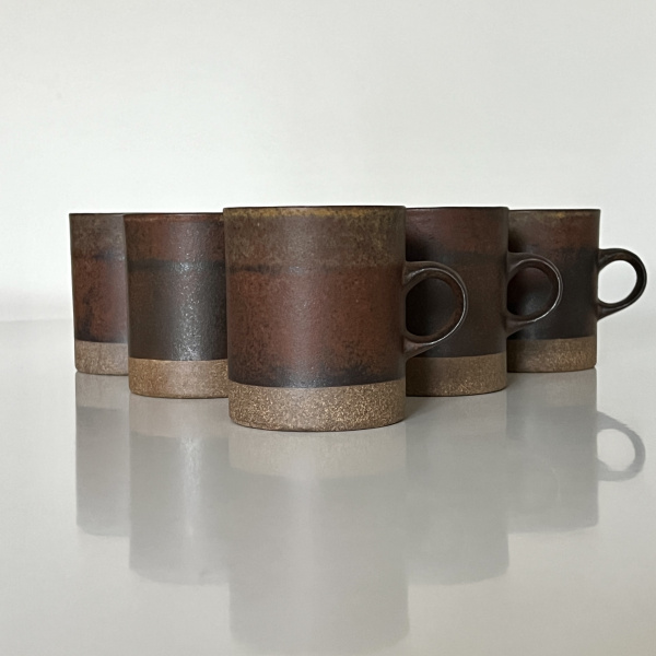 A very rare set of six 1970s Robin Welch stoneware mugs image