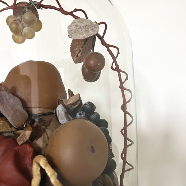 A large Victorian waxed fruit display in an impressive glass dome    image