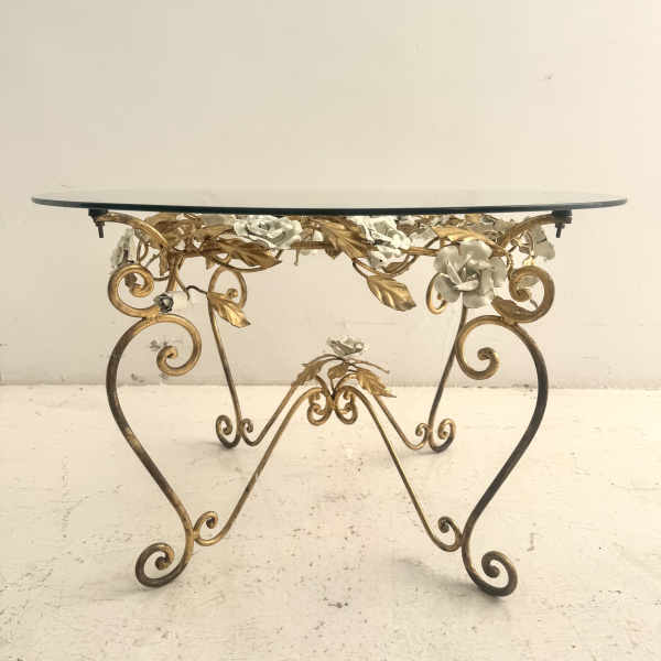 An Italian mid century gilt metal rose coffee table  image