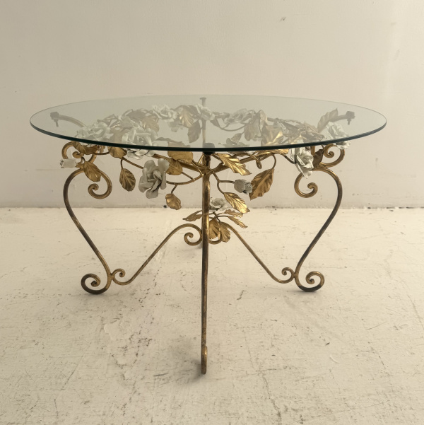 An Italian mid century gilt metal rose coffee table  image