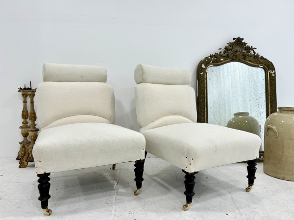 19th Century French Napoleon slipper chairs  image