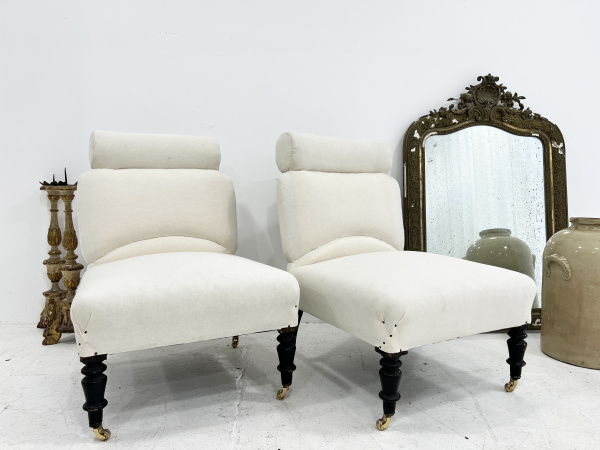 19th Century French Napoleon slipper chairs  image