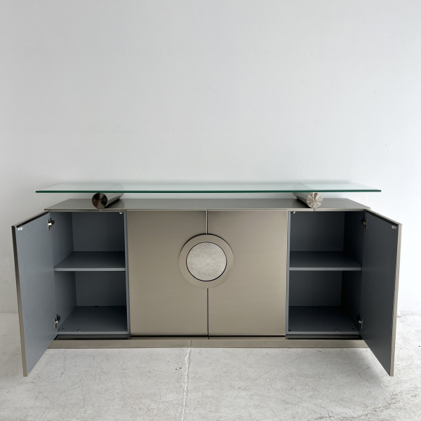 A pair of Belgo Chrom brushed steel sideboards  image
