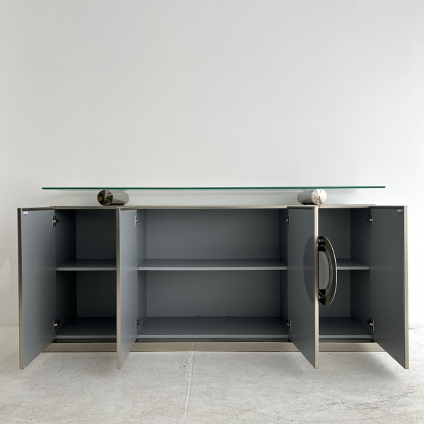A pair of Belgo Chrom brushed steel sideboards  image