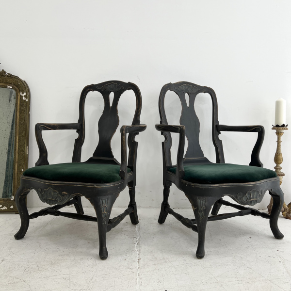 Swedish Black Rococo chairs  image
