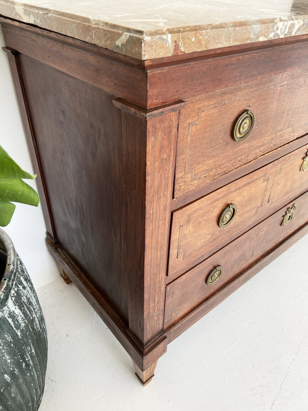 Marble and chestnut commode  image